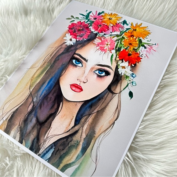 Watercolor Abstract Floral Woman Wall Art Print Poster Unframed - Picture 7 of 10